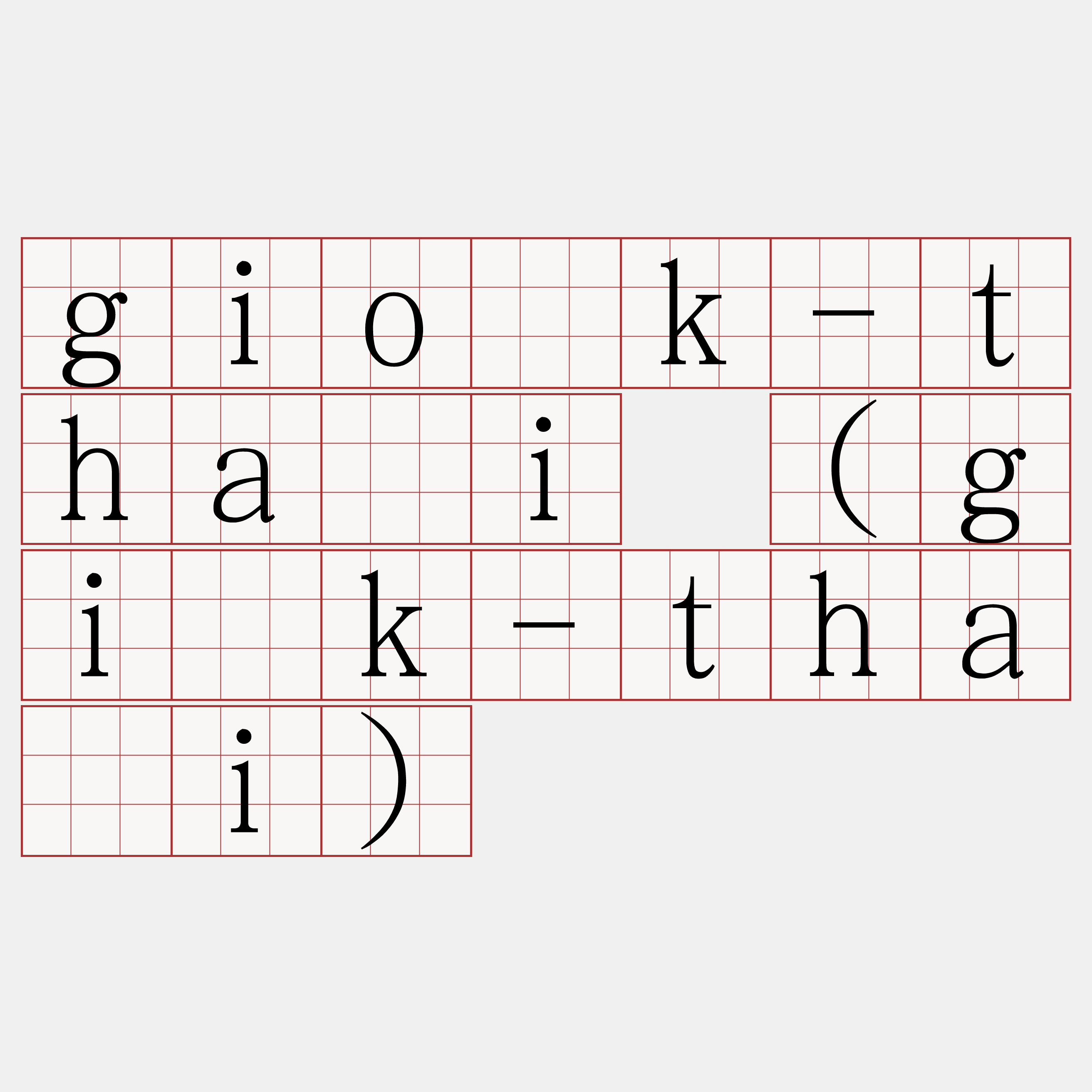 gio̍k-thāi (gi̍k-thāi)